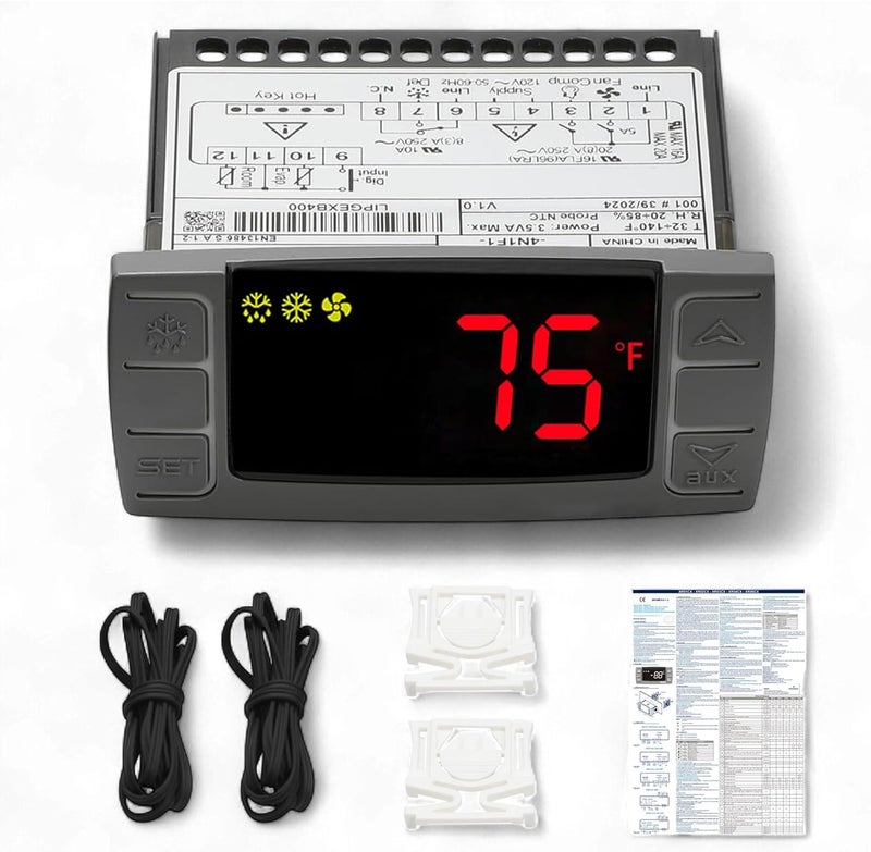 ToolSentryX for Dixell XR02CX-4N1F1 Temperature Controller Digital Thermostat Controller with Temperature Sensing Probe, Instructions, 120V 50-60Hz for Refrigerators, Freezers, Heating Appliances - Image 1